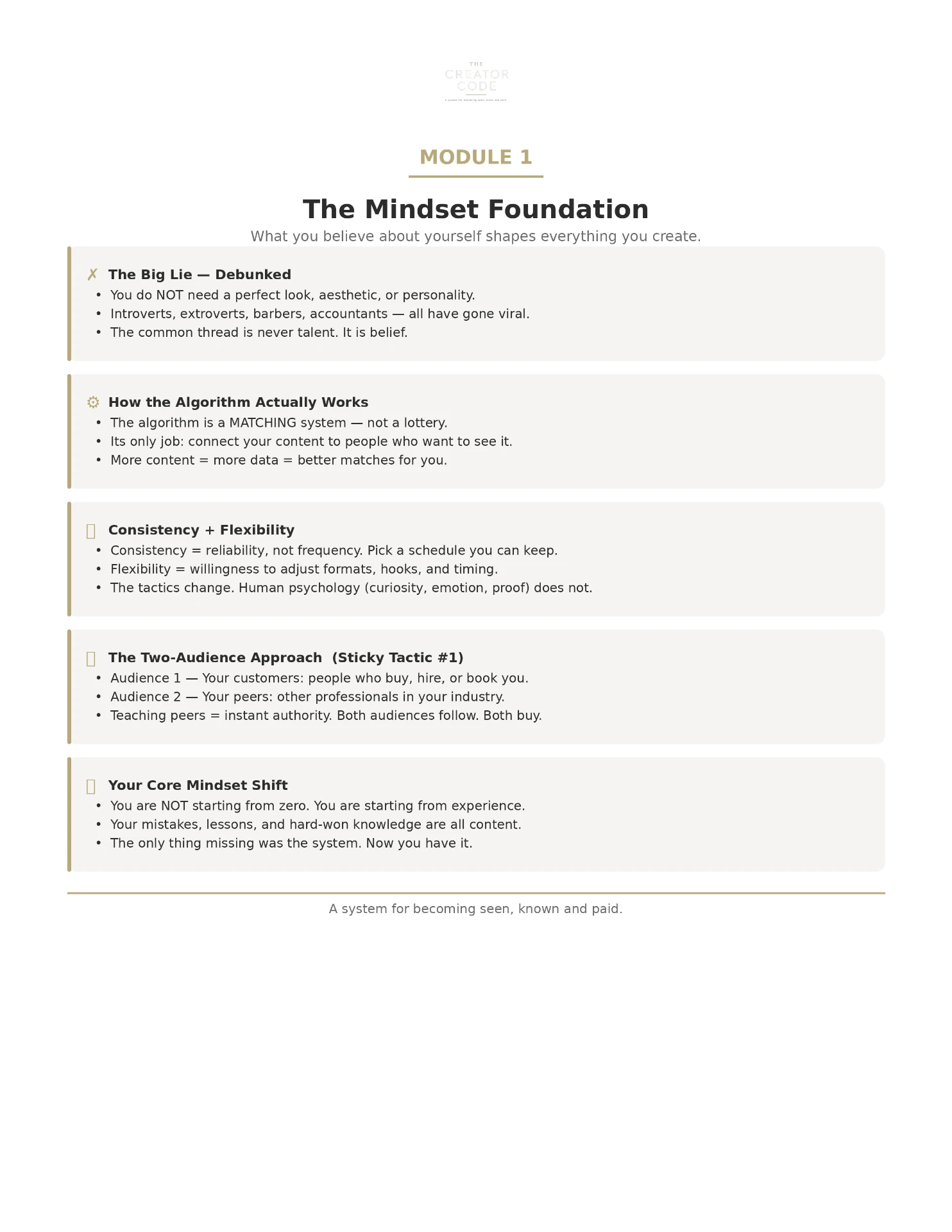Module 1 one-sheet summary preview